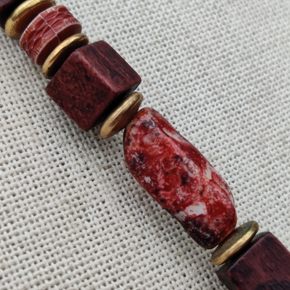 Ancient primitive Mayan clay talisman and stone necklace - Picture 3 of 10